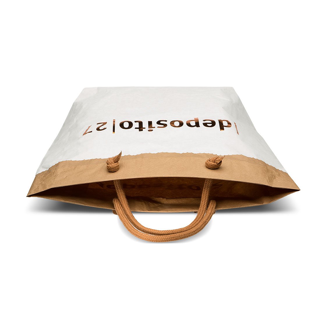 Paper bag double sheet with 4 knots handles